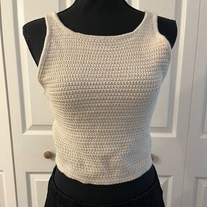 La Hearts Cream Cropped Fitted Tank Top, Women, Small, Y2K, Summer trends, Beach